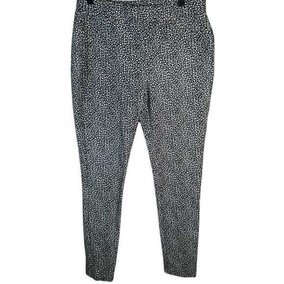 Michael Kors Black White Leopard Print Slim Fit Ankle Pants Size L - Picture 2 of 7